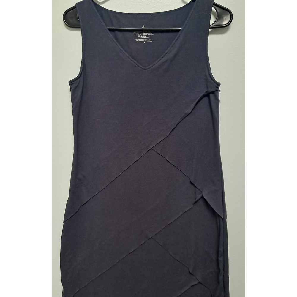 Neon Buddha Shanghai Asymmetric Layered Dress, Lagenlook Minimalist, Small Navy - Picture 2 of 5